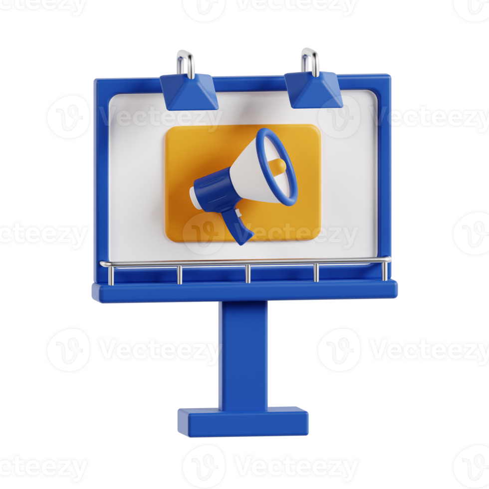 3d billboard with transparent background, marketing and advertising png