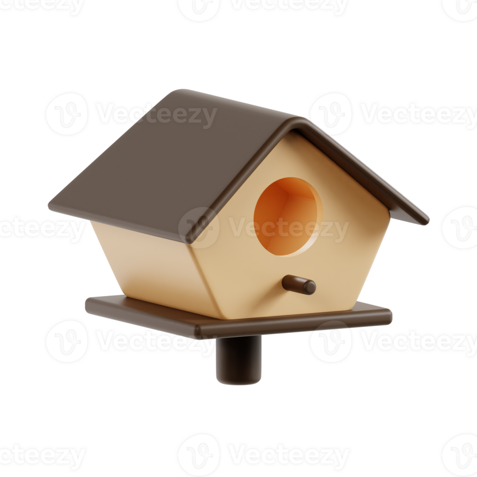 3d birdhouse with transparent background, spring season 3d set png