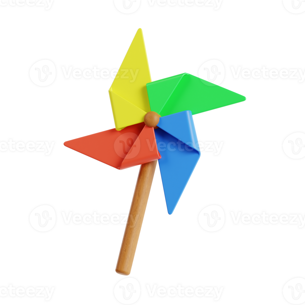 3d pinwheel with transparent background, spring season 3d set png