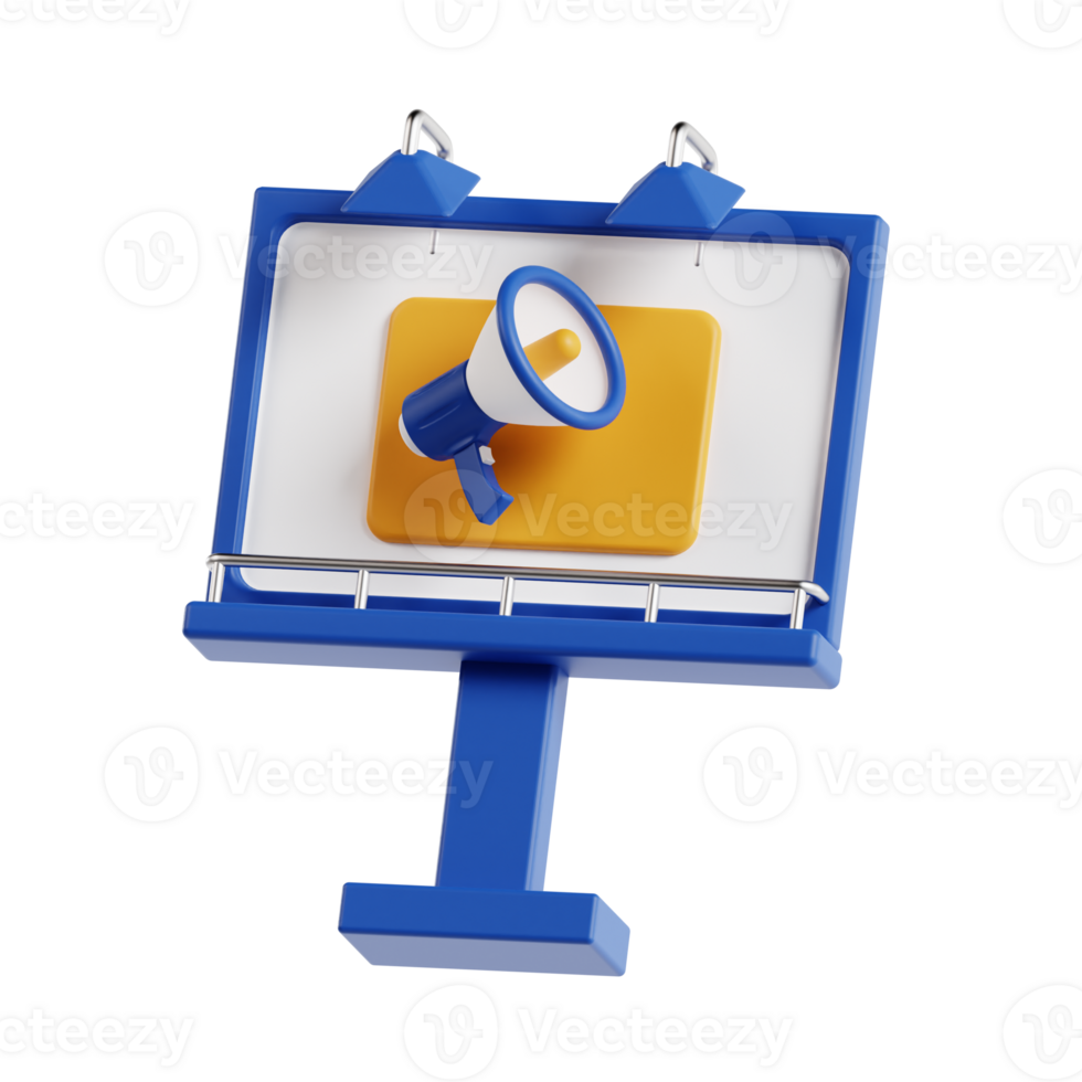 3d billboard with transparent background, marketing and advertising png