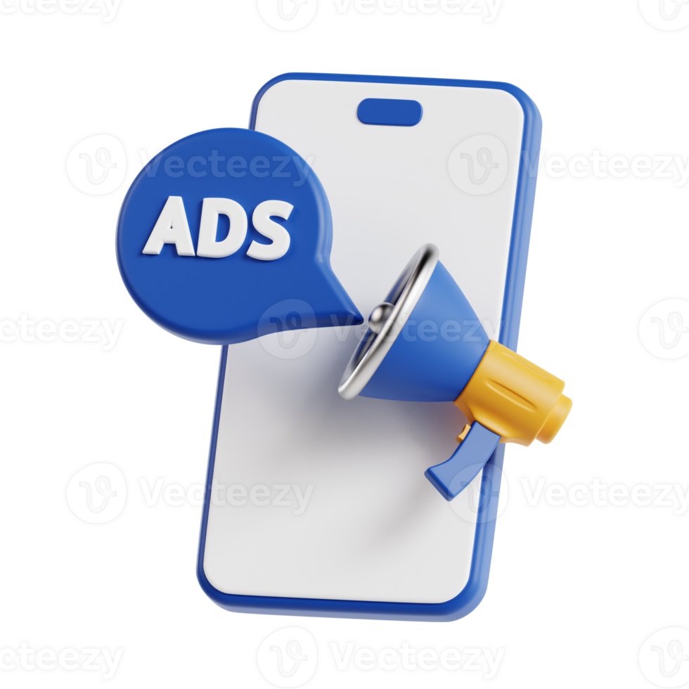 3d mobile marketing with transparent background, marketing and advertising png