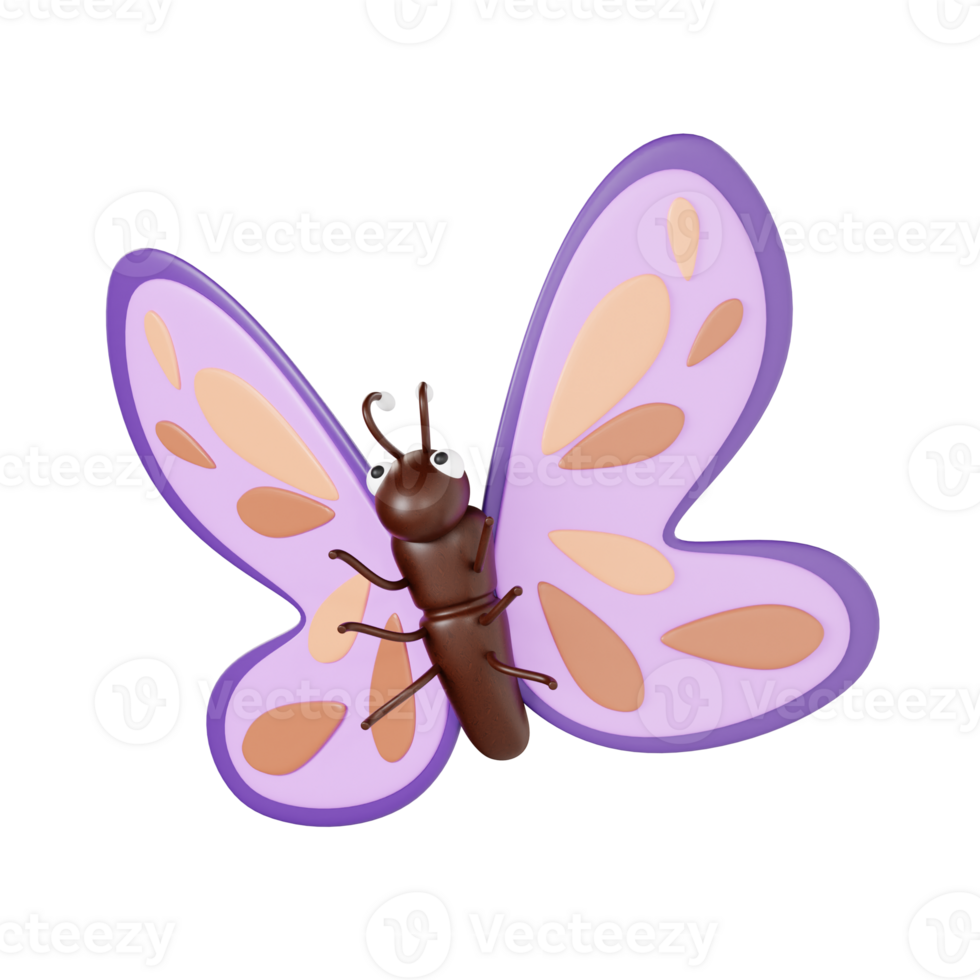 3d butterfly with transparent background, spring season 3d set png