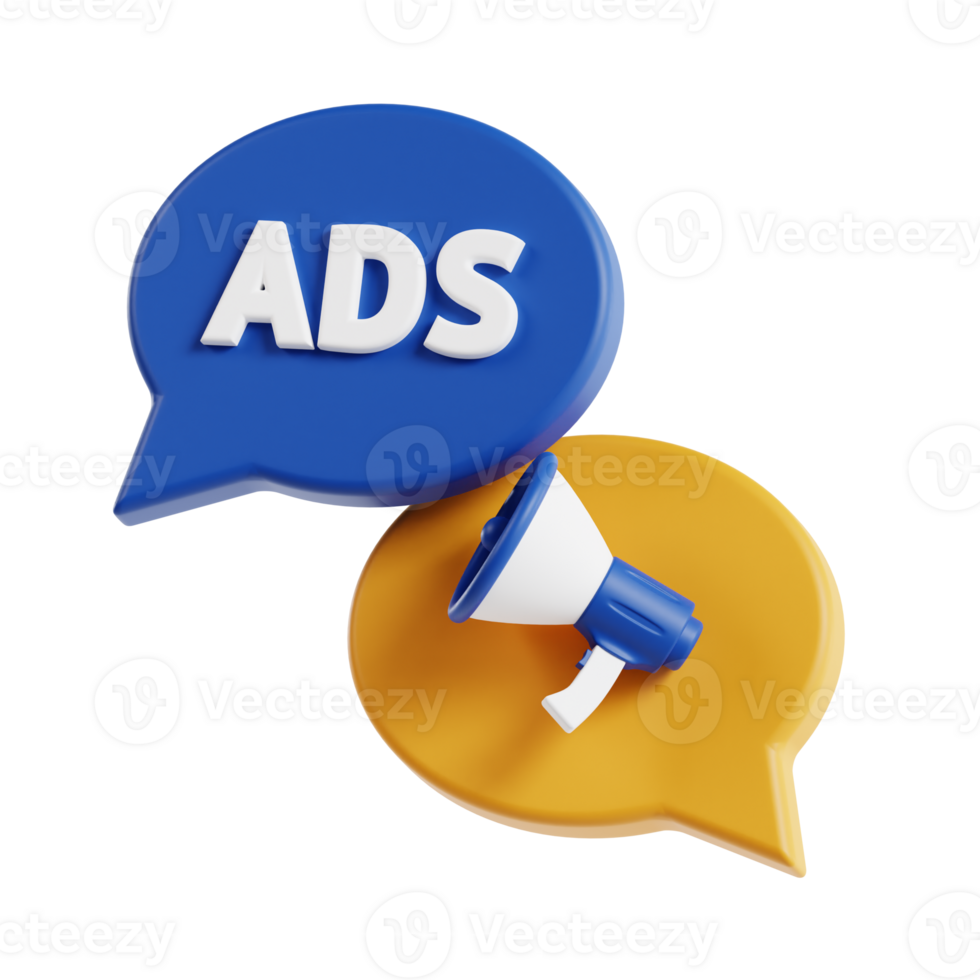 3d ads chat with transparent background, marketing and advertising png