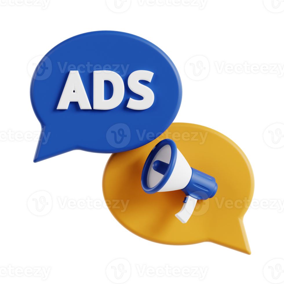3d ads chat with transparent background, marketing and advertising png
