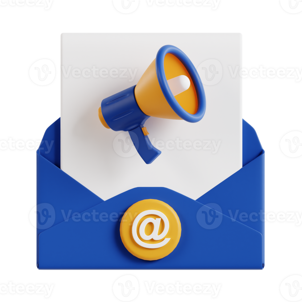 3d email marketing with transparent background, marketing and advertising png