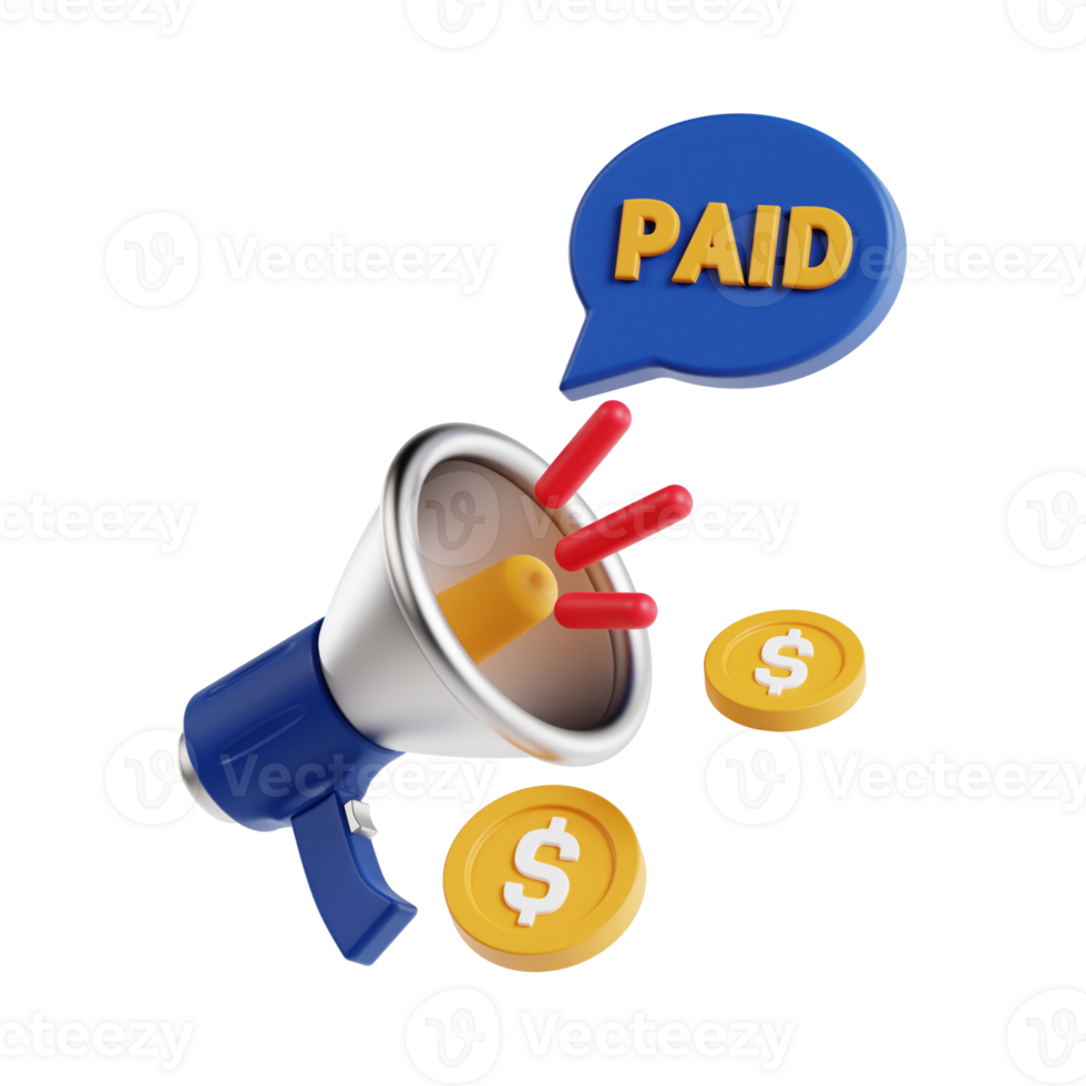 3d paid promote with transparent background, marketing and advertising png