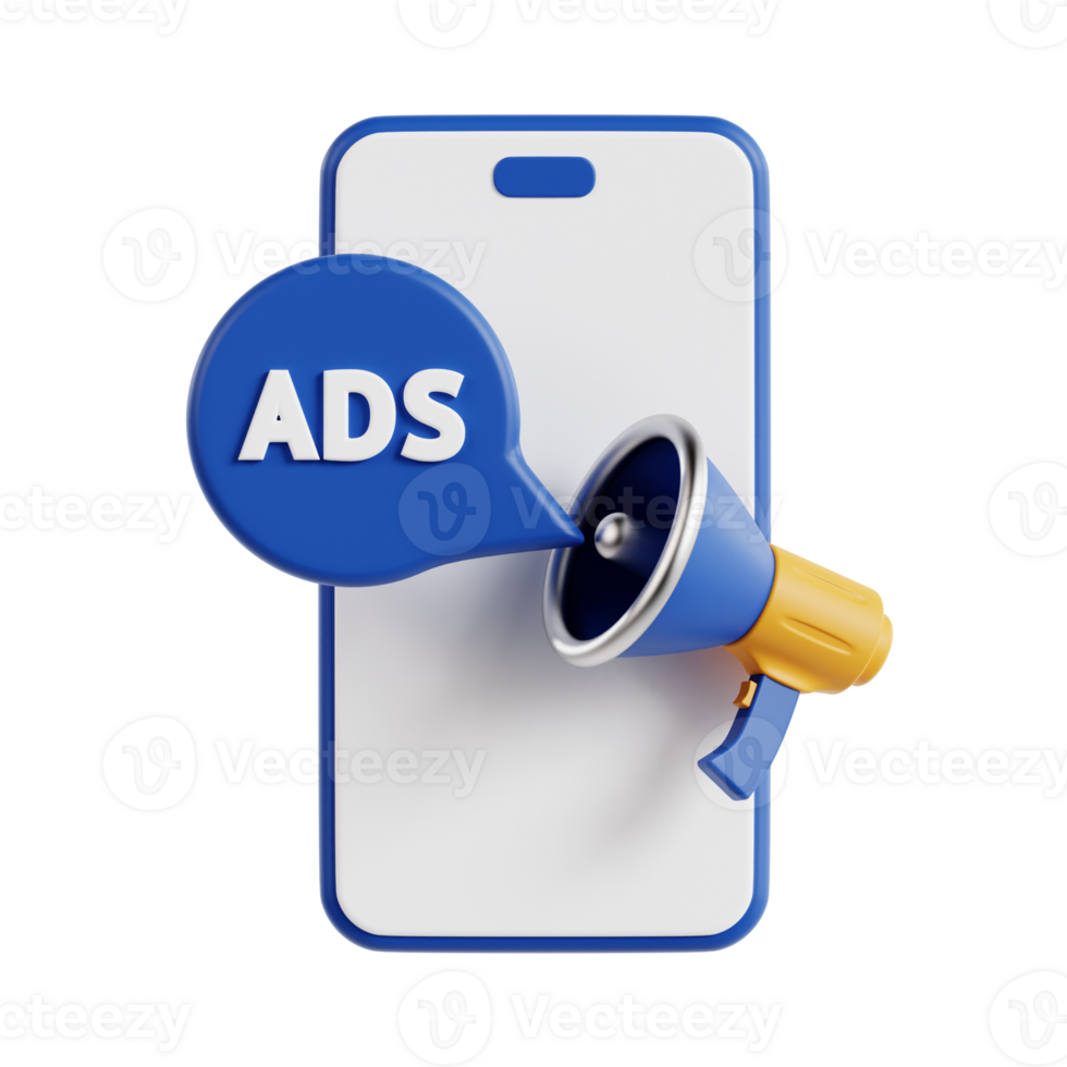 3d mobile marketing with transparent background, marketing and advertising png