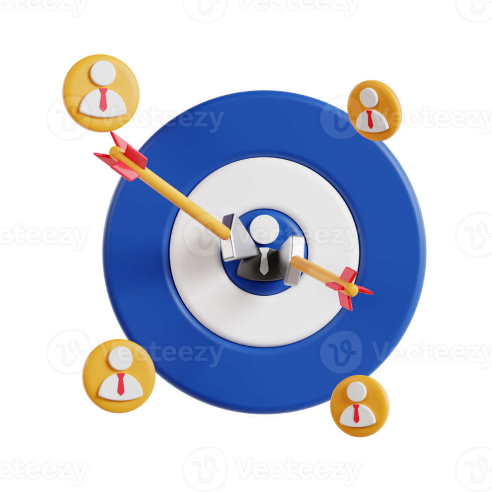 3d target audience with transparent background, marketing and advertising png