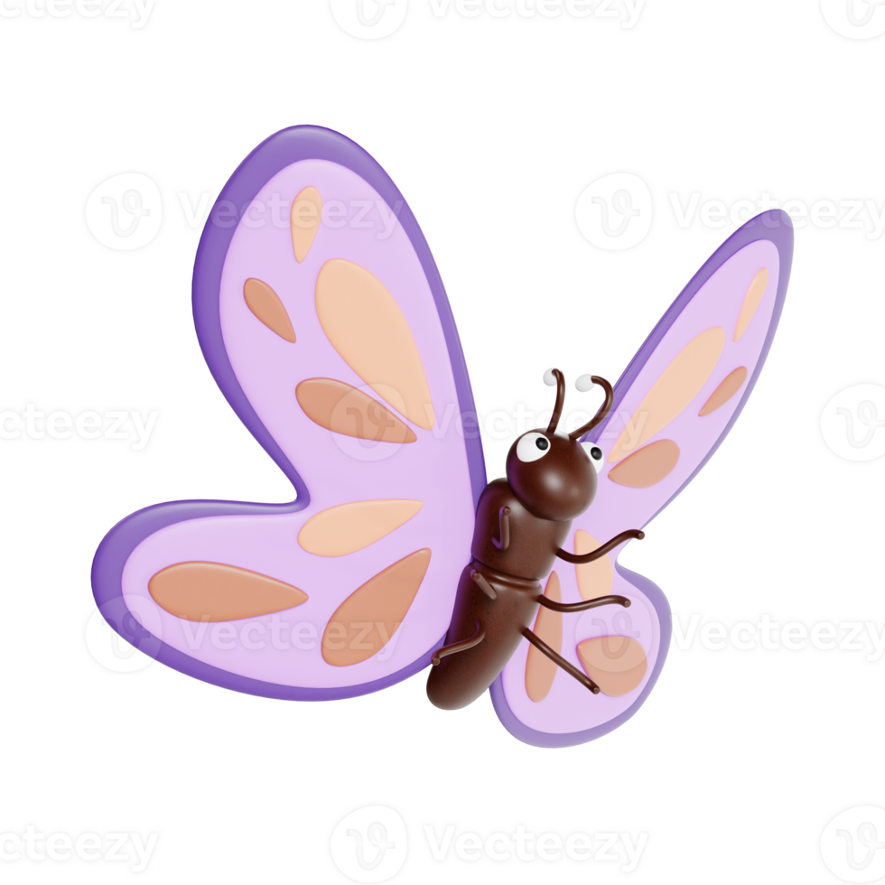 3d butterfly with transparent background, spring season 3d set png