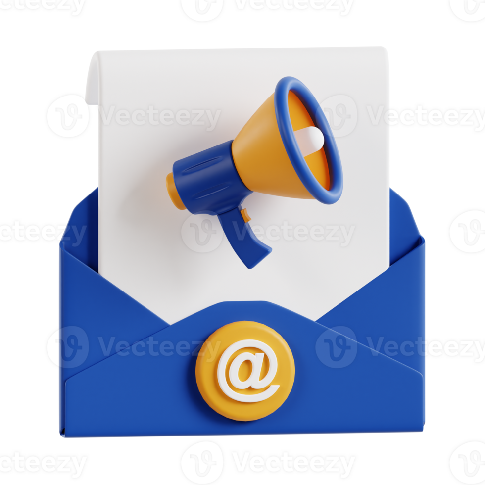 3d email marketing with transparent background, marketing and advertising png