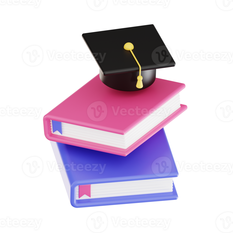 3d graduation study with transparent background, library 3d icon set png