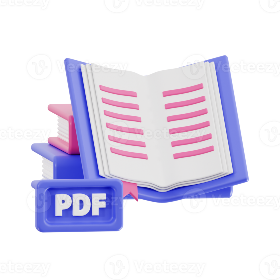 3d book pdf with transparent background, library 3d icon set png