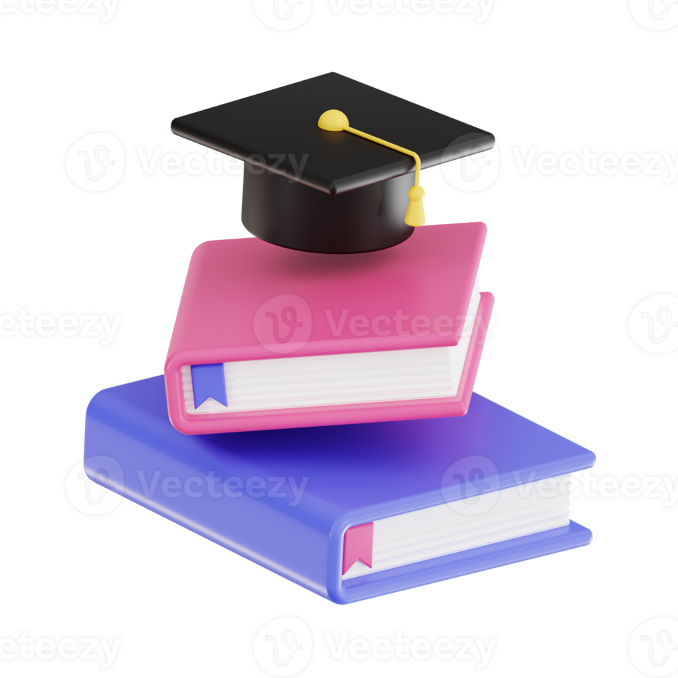 3d graduation study with transparent background, library 3d icon set png