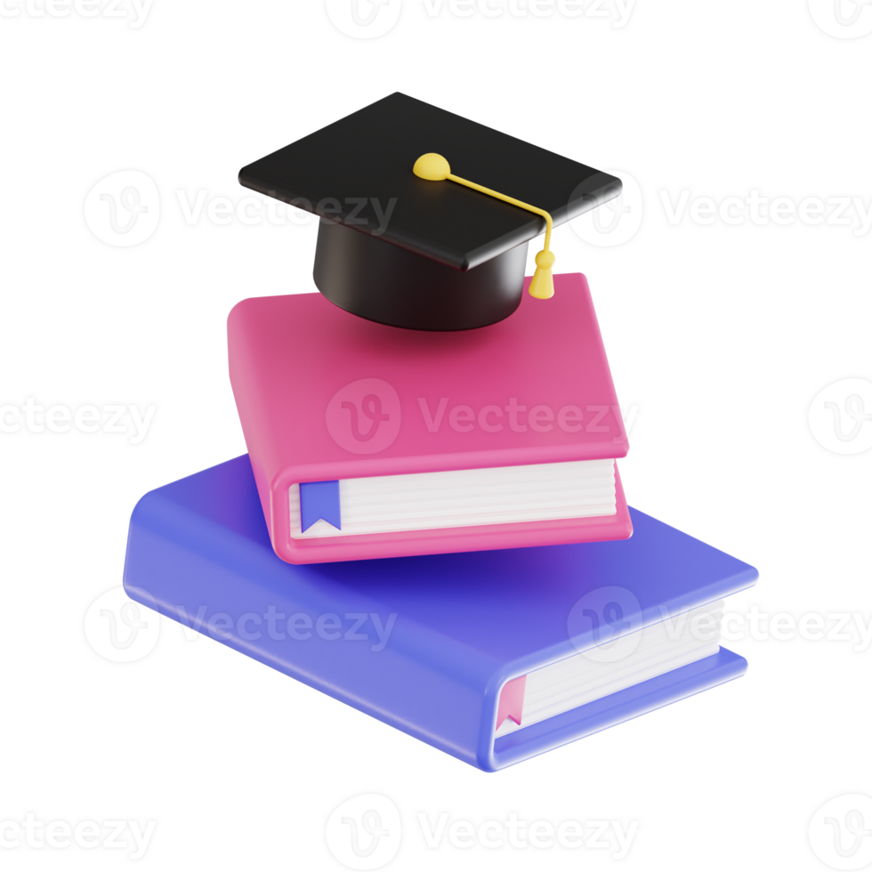 3d graduation study with transparent background, library 3d icon set png