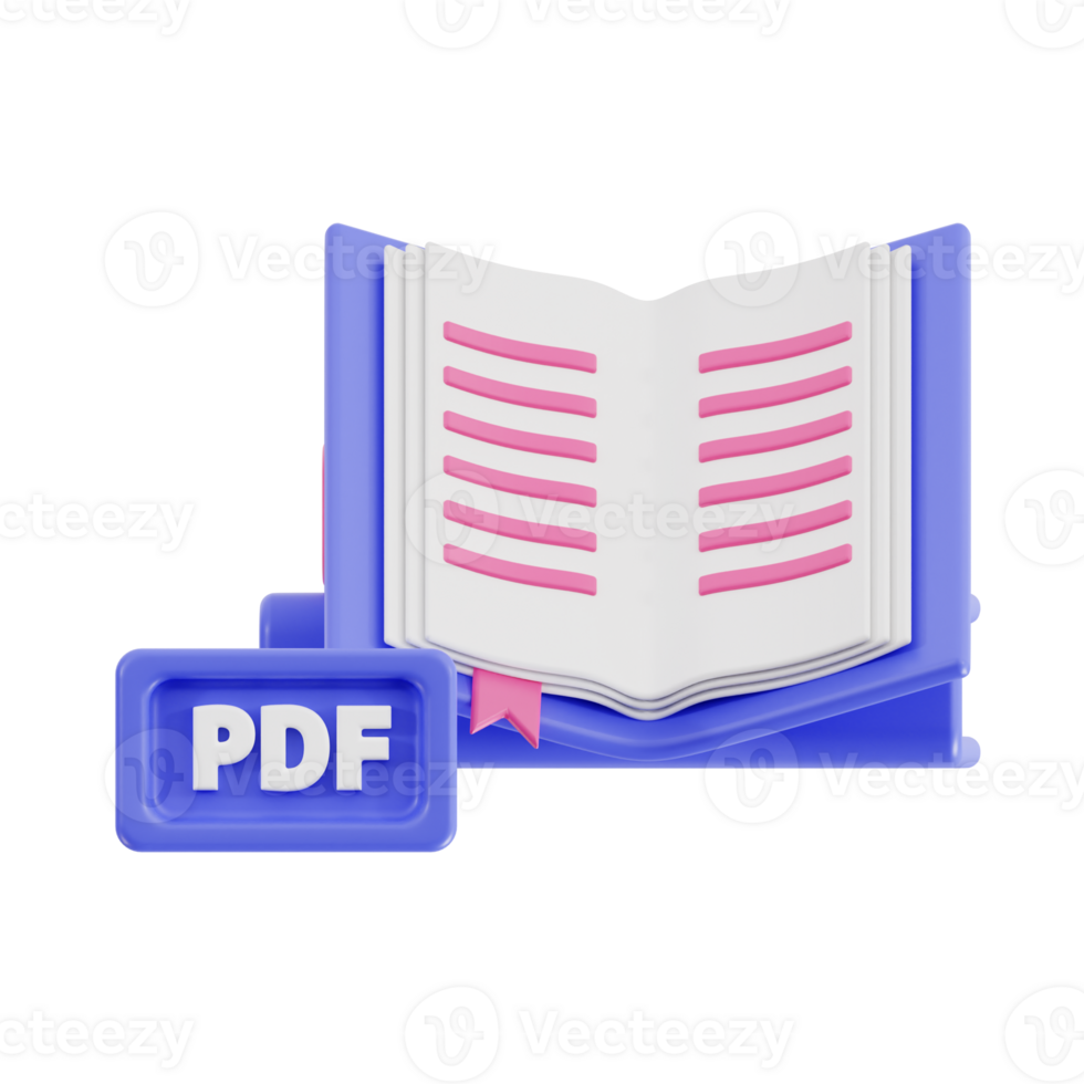 3d libro pdf con transparente fondo, biblioteca 3d icono conjunto png