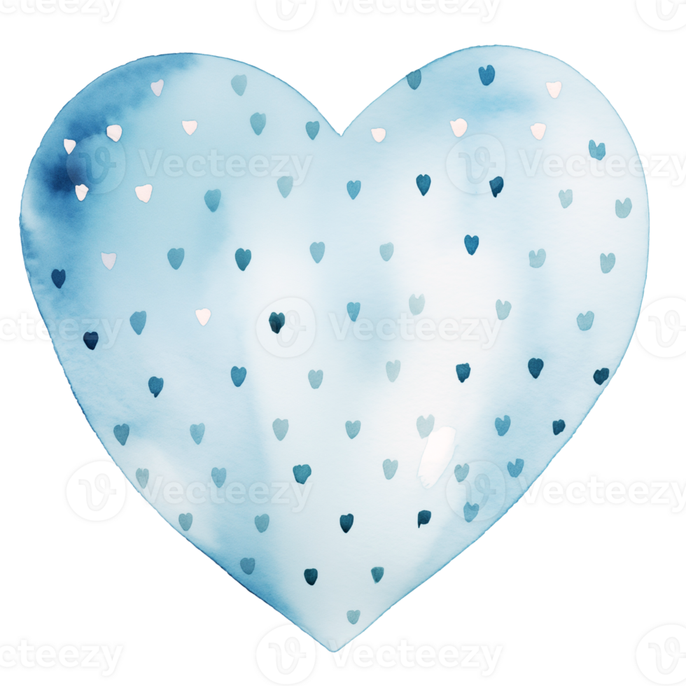 AI generated Blue Pastel Boho Heart and Polka Dots on isolated background. png
