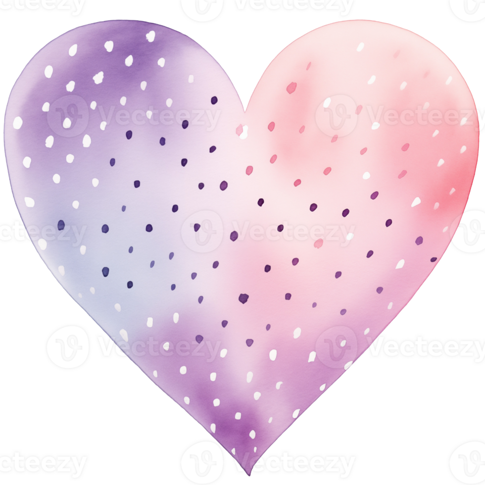 AI generated Purple Pastel Boho Heart and Polka Dots on isolated background. png