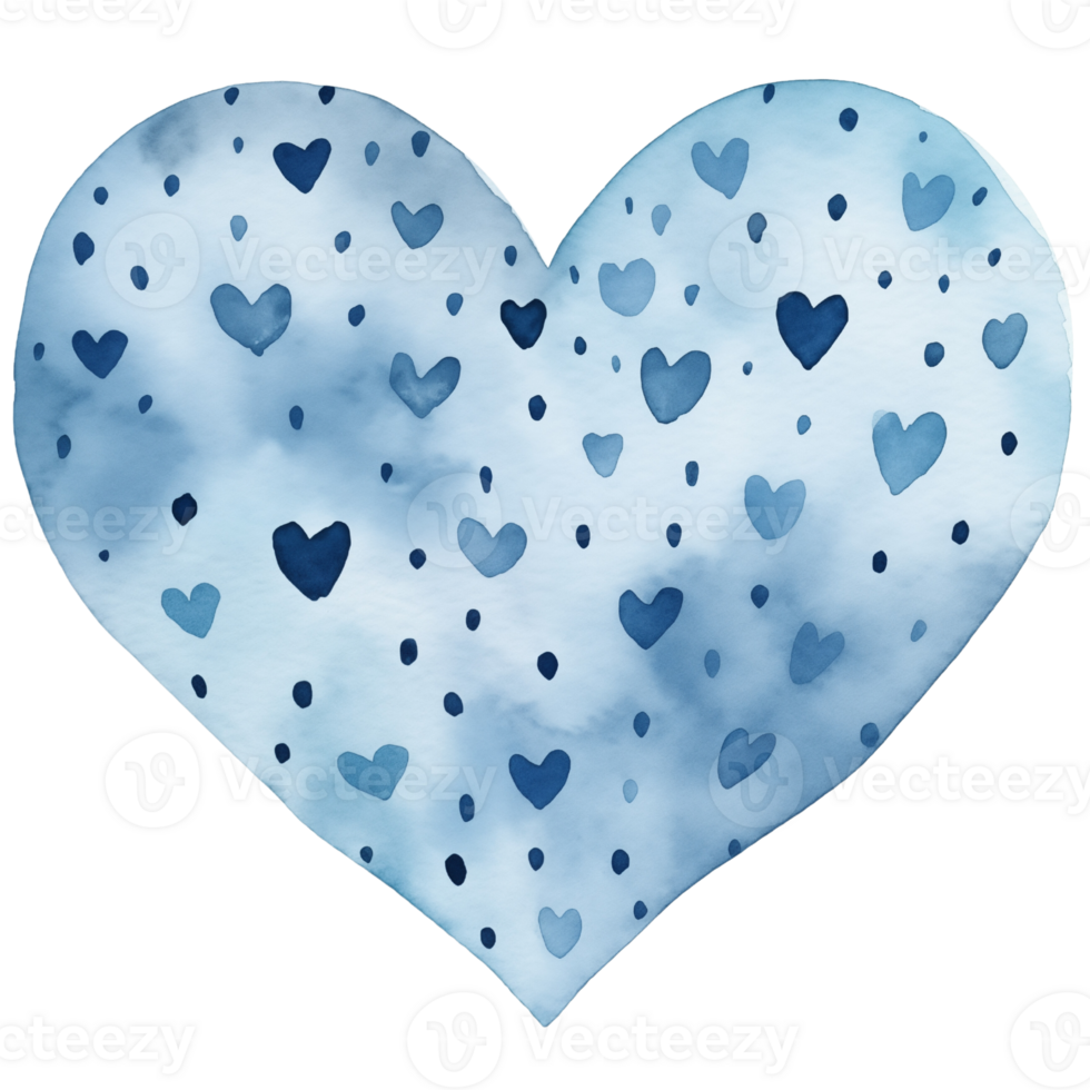 AI generated Blue Pastel Boho Heart and Polka Dots on isolated background. png