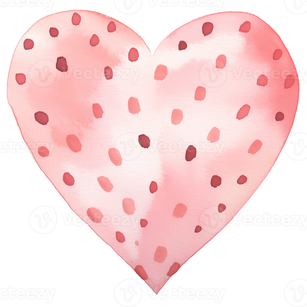 AI generated Red Pastel Boho Heart and Polka Dots on isolated background. png