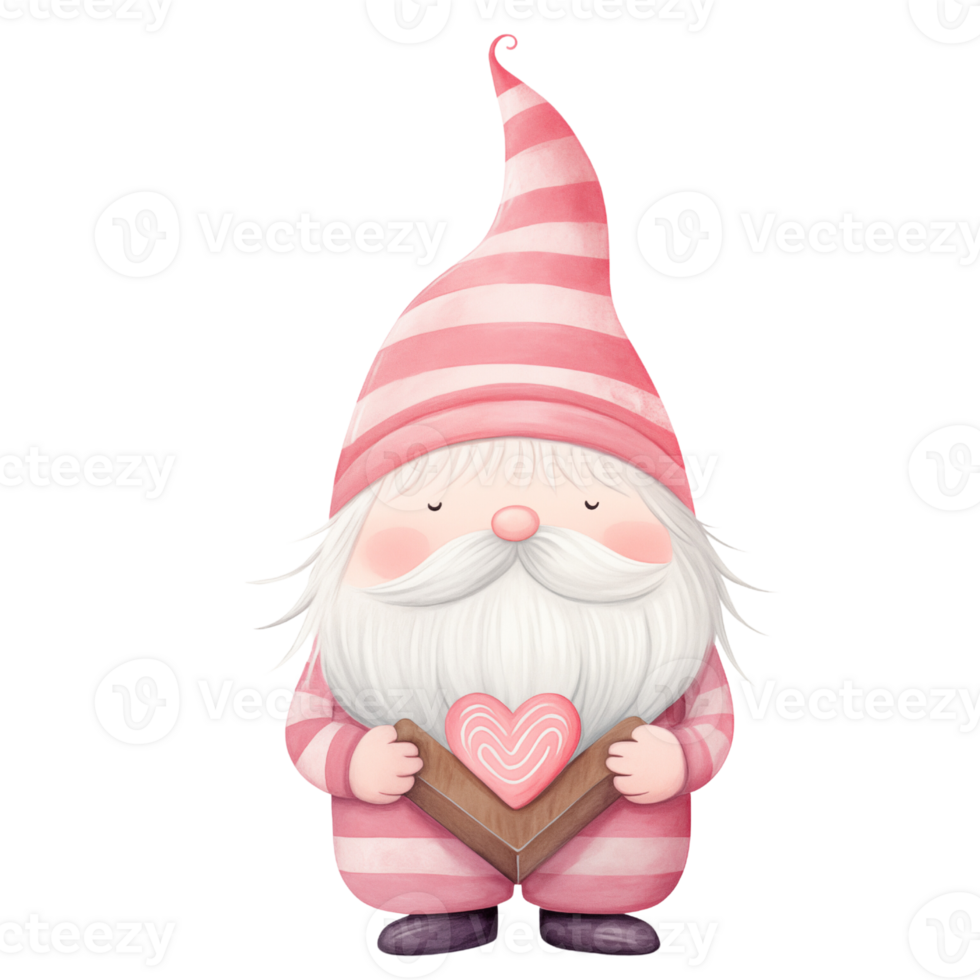 AI generated Valentine Gnome with Heart-Shaped Candies . png