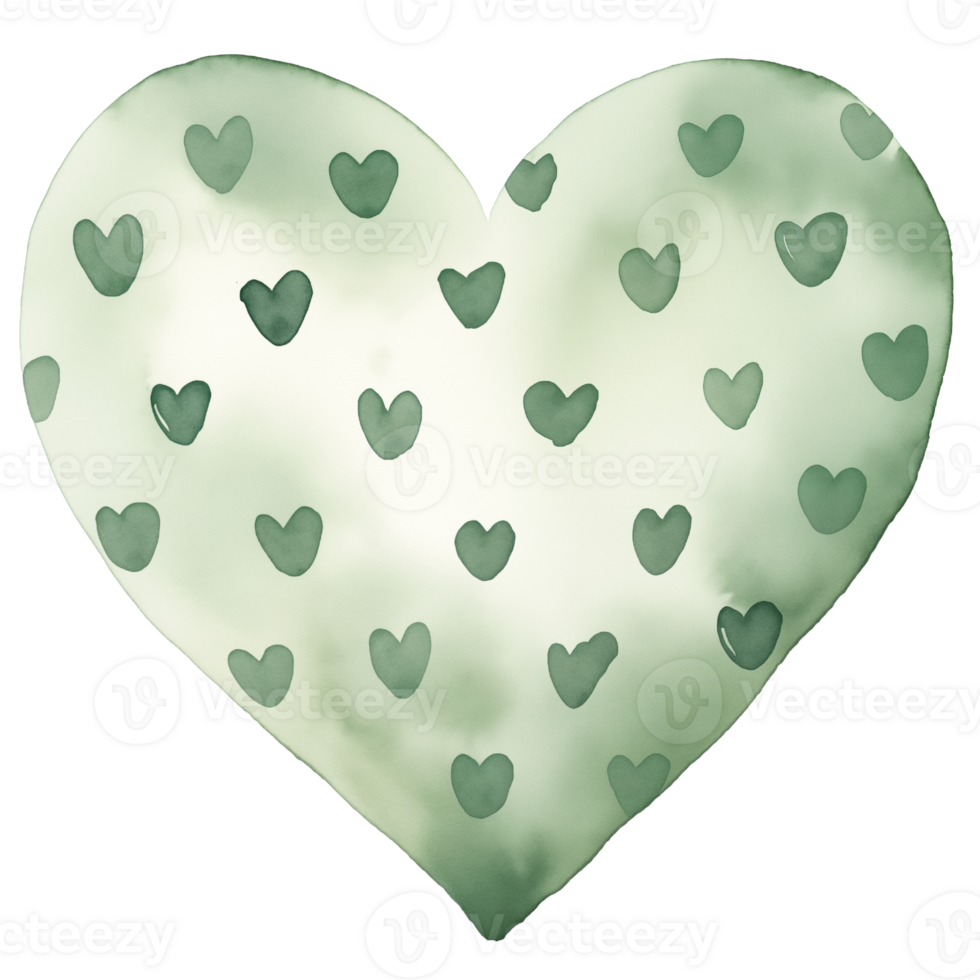 AI generated Green Pastel Boho Heart and Polka Dots on isolated background. png