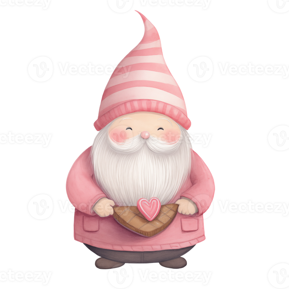 AI generated Valentine Gnome with Heart-Shaped Candies . png