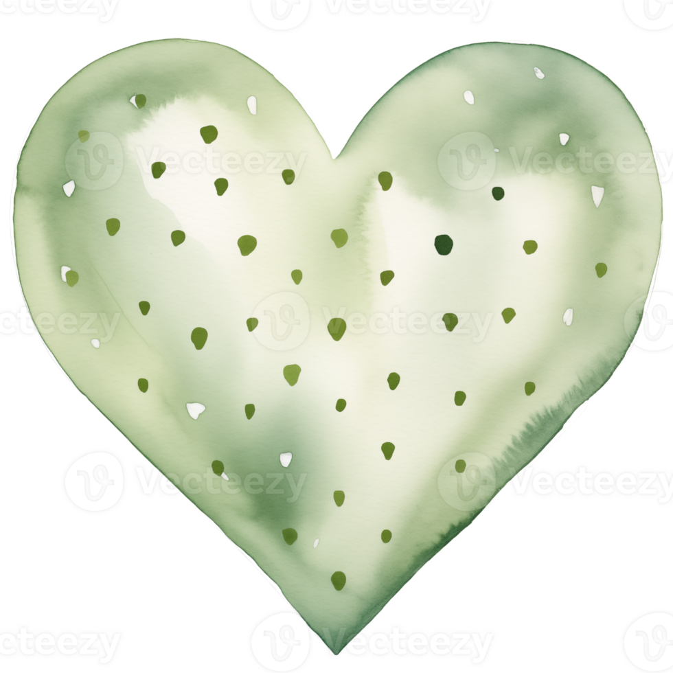 AI generated Green Pastel Boho Heart and Polka Dots on isolated background. png
