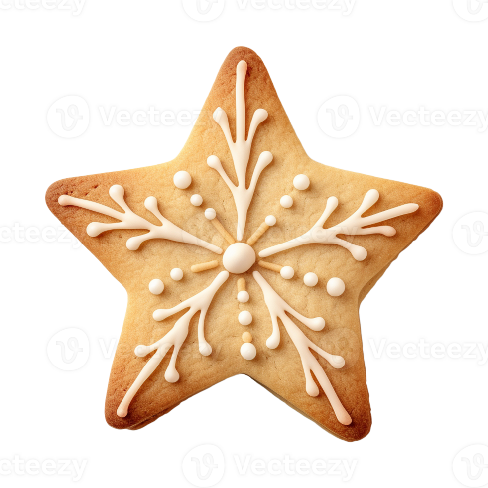 AI generated Christmas homemade gingerbread cookie isolated on a transparent background, PNG