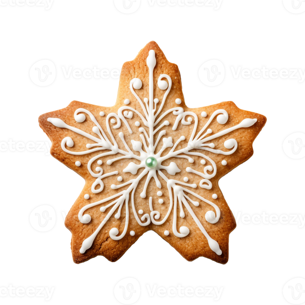 AI generated Christmas homemade gingerbread cookie isolated on a transparent background, PNG