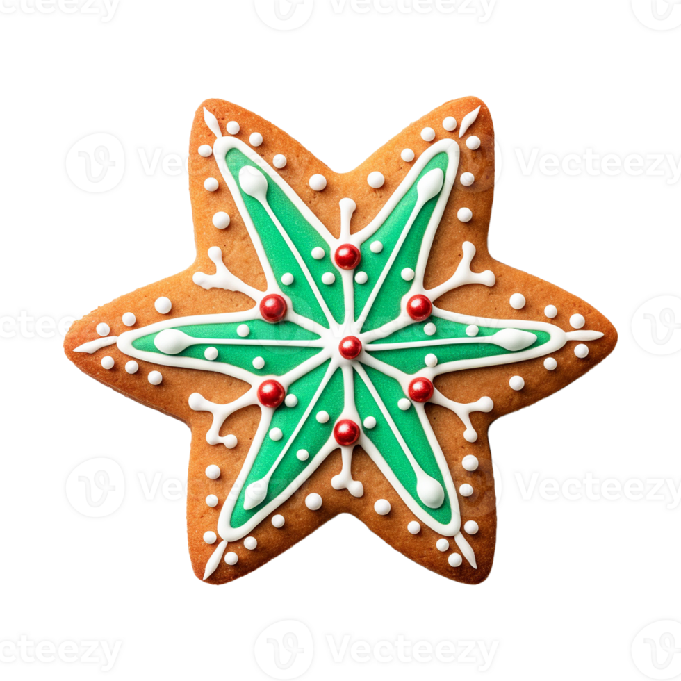 AI generated Christmas homemade gingerbread cookie isolated on a transparent background, PNG