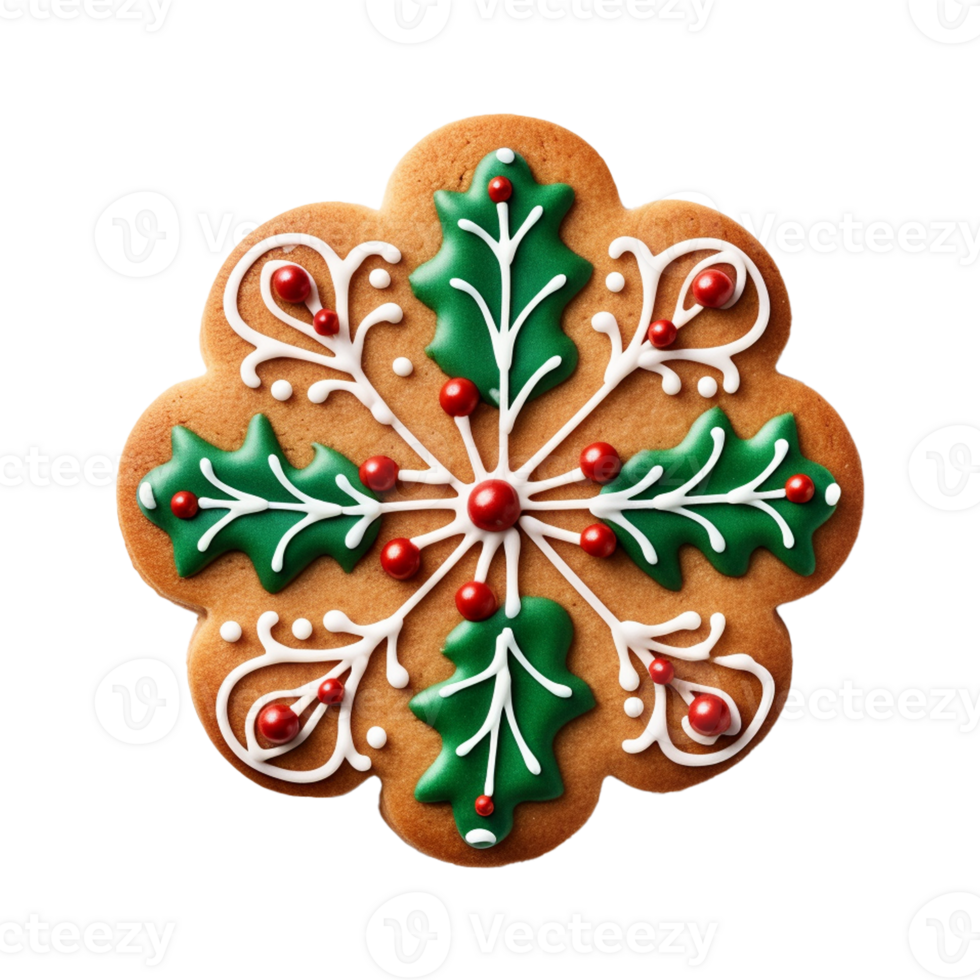 AI generated Christmas homemade gingerbread cookie isolated on a transparent background, PNG