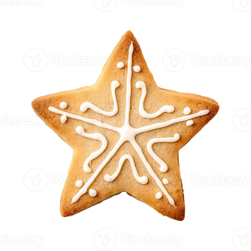 AI generated Christmas homemade gingerbread cookie isolated on a transparent background, PNG