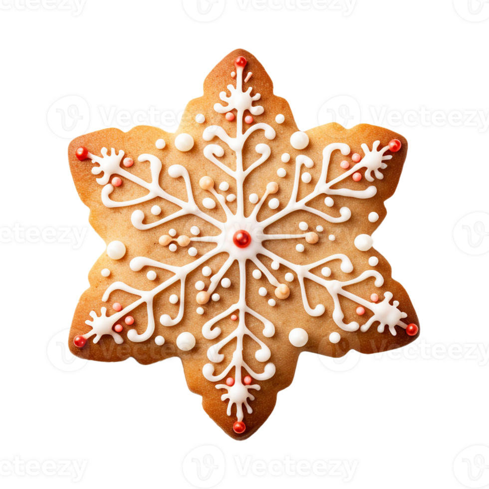 AI generated Christmas homemade gingerbread cookie isolated on a transparent background, PNG