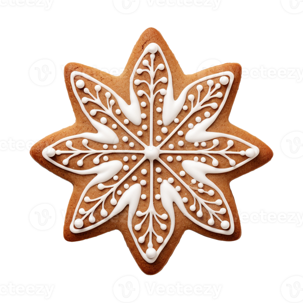 AI generated Christmas homemade gingerbread cookie isolated on a transparent background, PNG