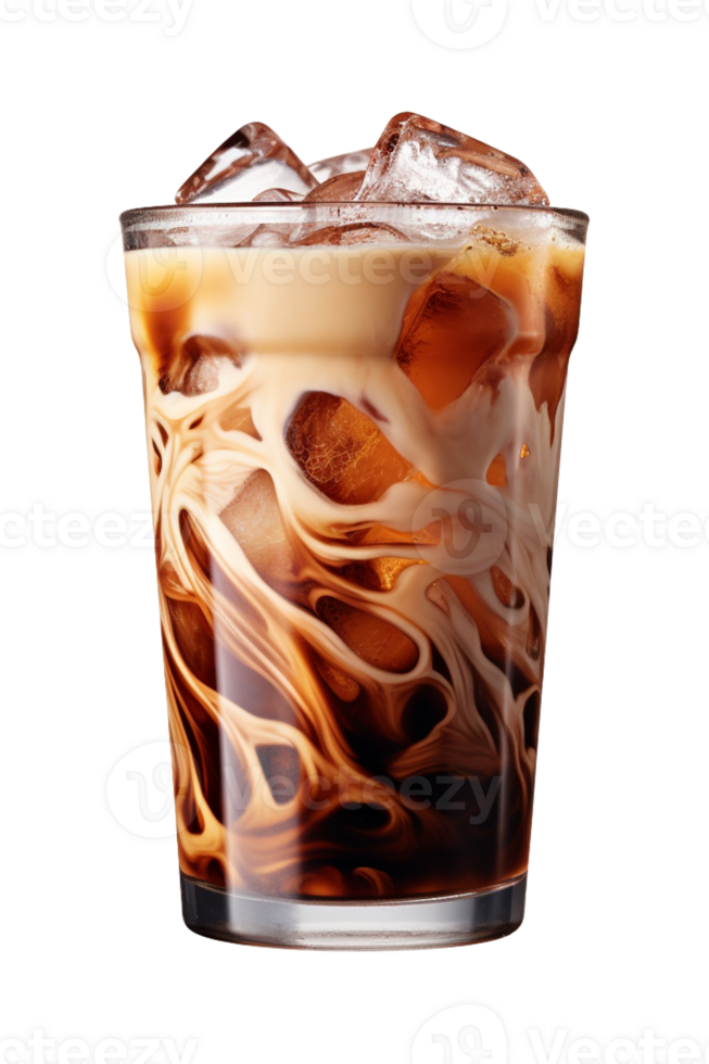 AI generated a glass of iced coffee isolated on a transparent background, PNG