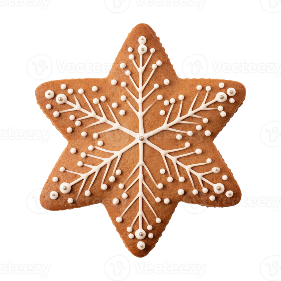 AI generated Christmas homemade gingerbread cookie isolated on a transparent background, PNG