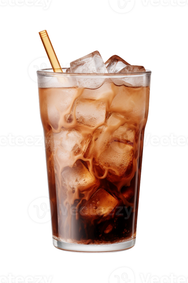 AI generated a glass of iced coffee isolated on a transparent background, PNG