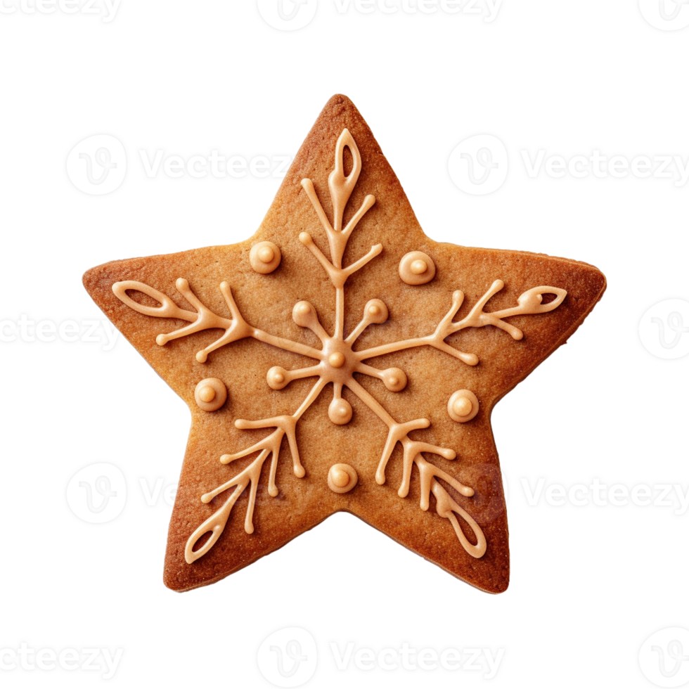 AI generated Christmas homemade gingerbread cookie isolated on a transparent background, PNG