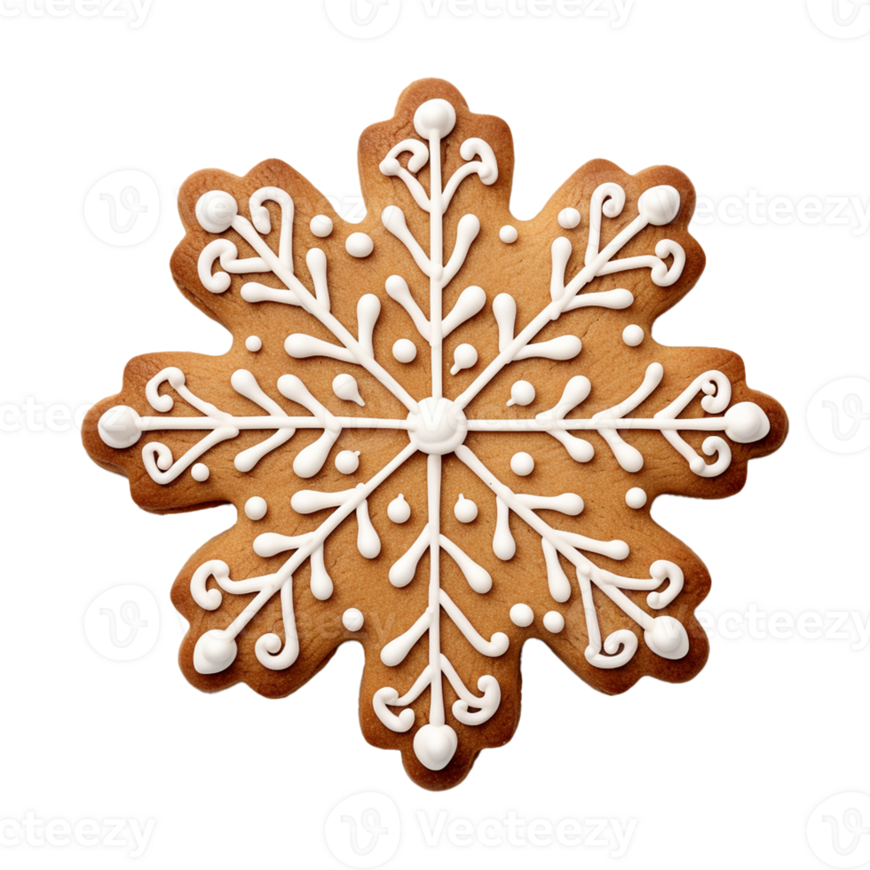 AI generated Christmas homemade gingerbread cookie isolated on a transparent background, PNG