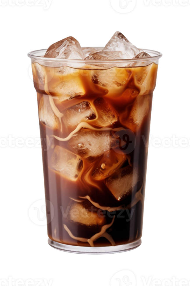 AI generated a glass of iced coffee isolated on a transparent background, PNG