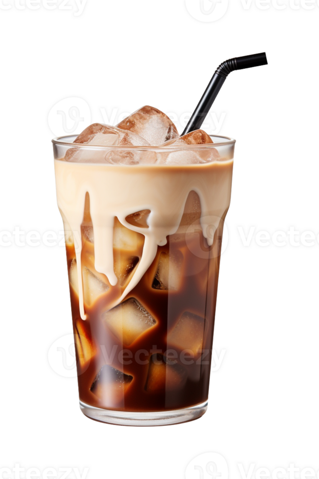 AI generated a glass of iced coffee isolated on a transparent background, PNG
