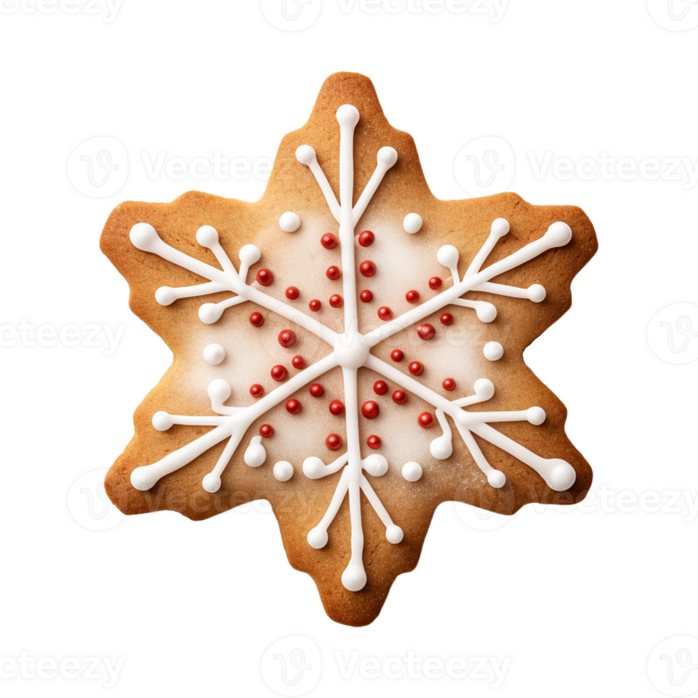 AI generated Christmas homemade gingerbread cookie isolated on a transparent background, PNG