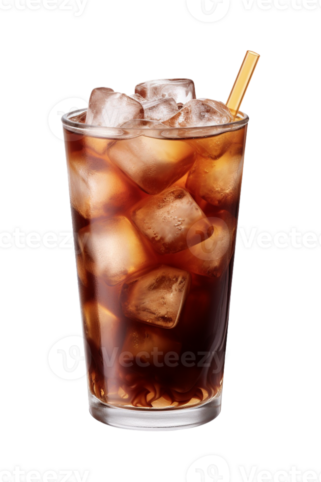 AI generated a glass of iced coffee isolated on a transparent background, PNG