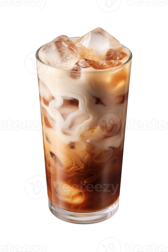 AI generated a glass of iced coffee isolated on a transparent background, PNG