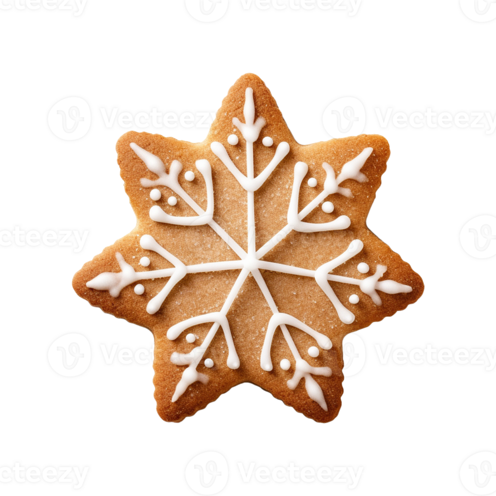 AI generated Christmas homemade gingerbread cookie isolated on a transparent background, PNG