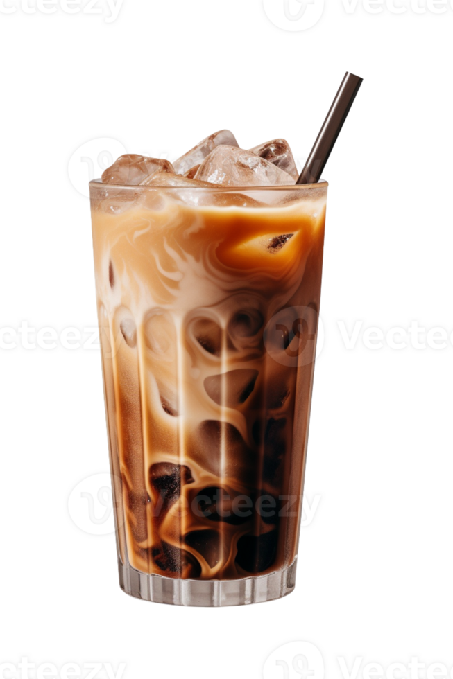 AI generated a glass of iced coffee isolated on a transparent background, PNG