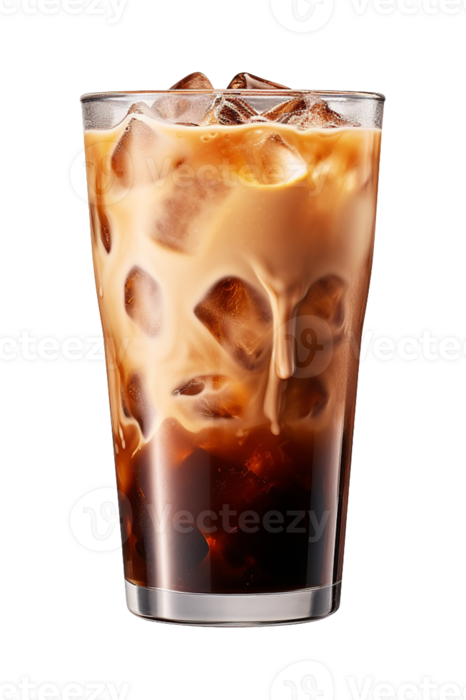 AI generated a glass of iced coffee isolated on a transparent background, PNG