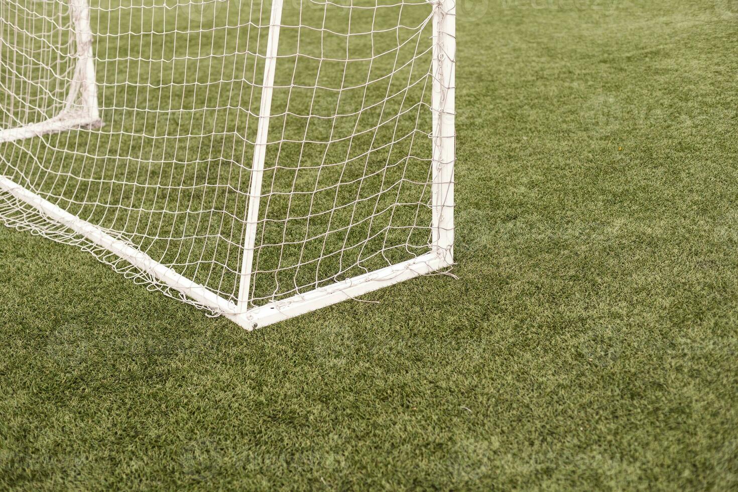 Soccer field with cloudy in the countryside. photo