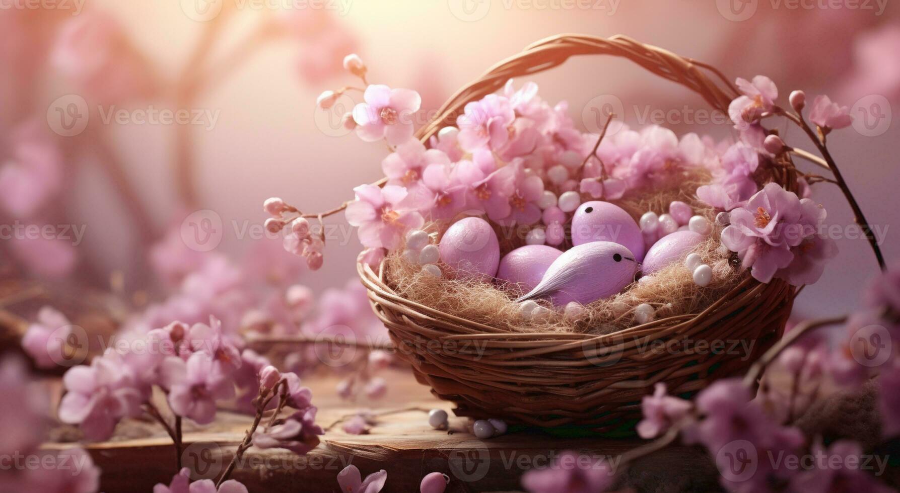 AI Generated Cherry blossom in full bloom. Beautiful nature spring background with a branch of blooming sakura. Blooming sakura with pink flowers in spring. Spring Cherry blossoms, pink flowers. photo