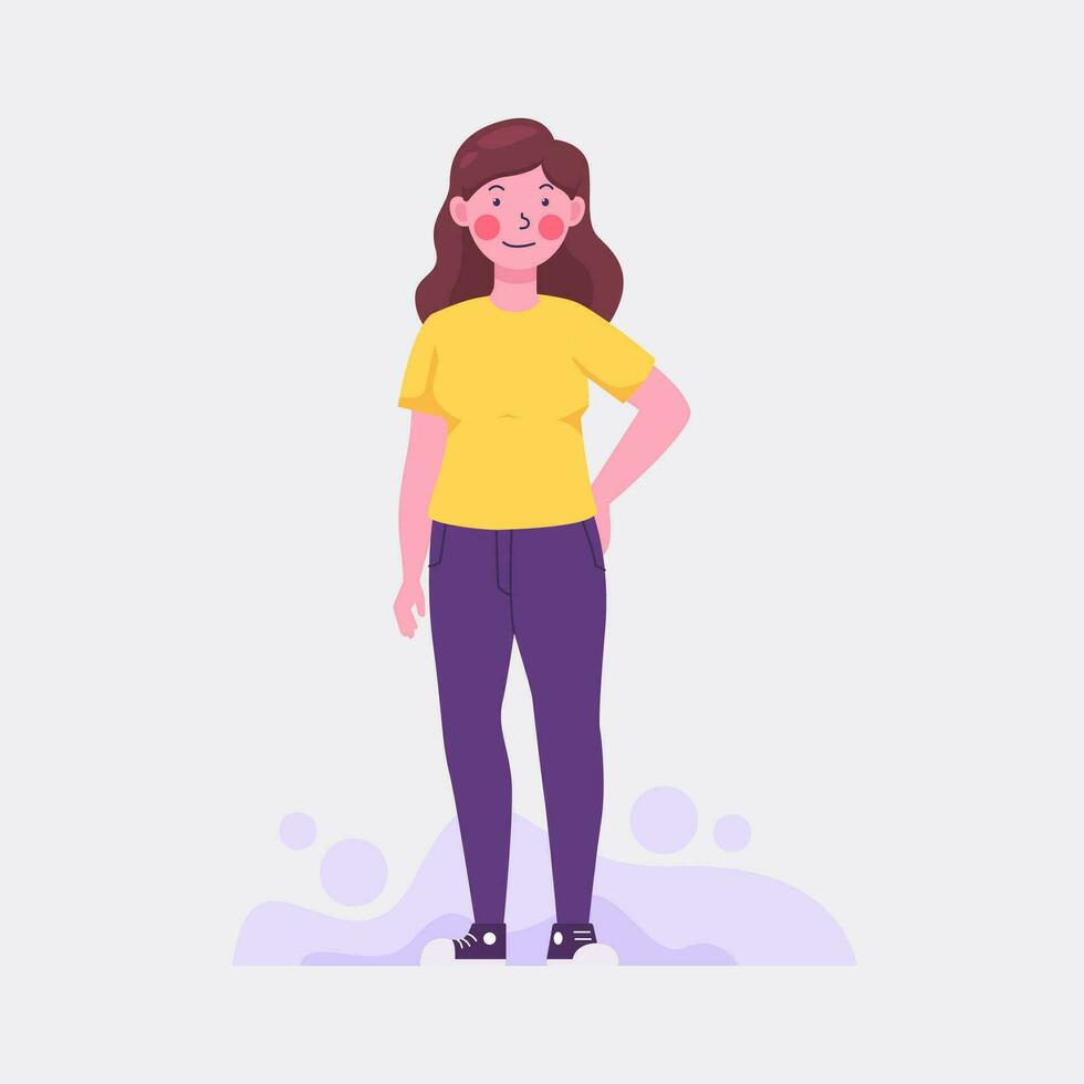 young women standing  Vector illustration